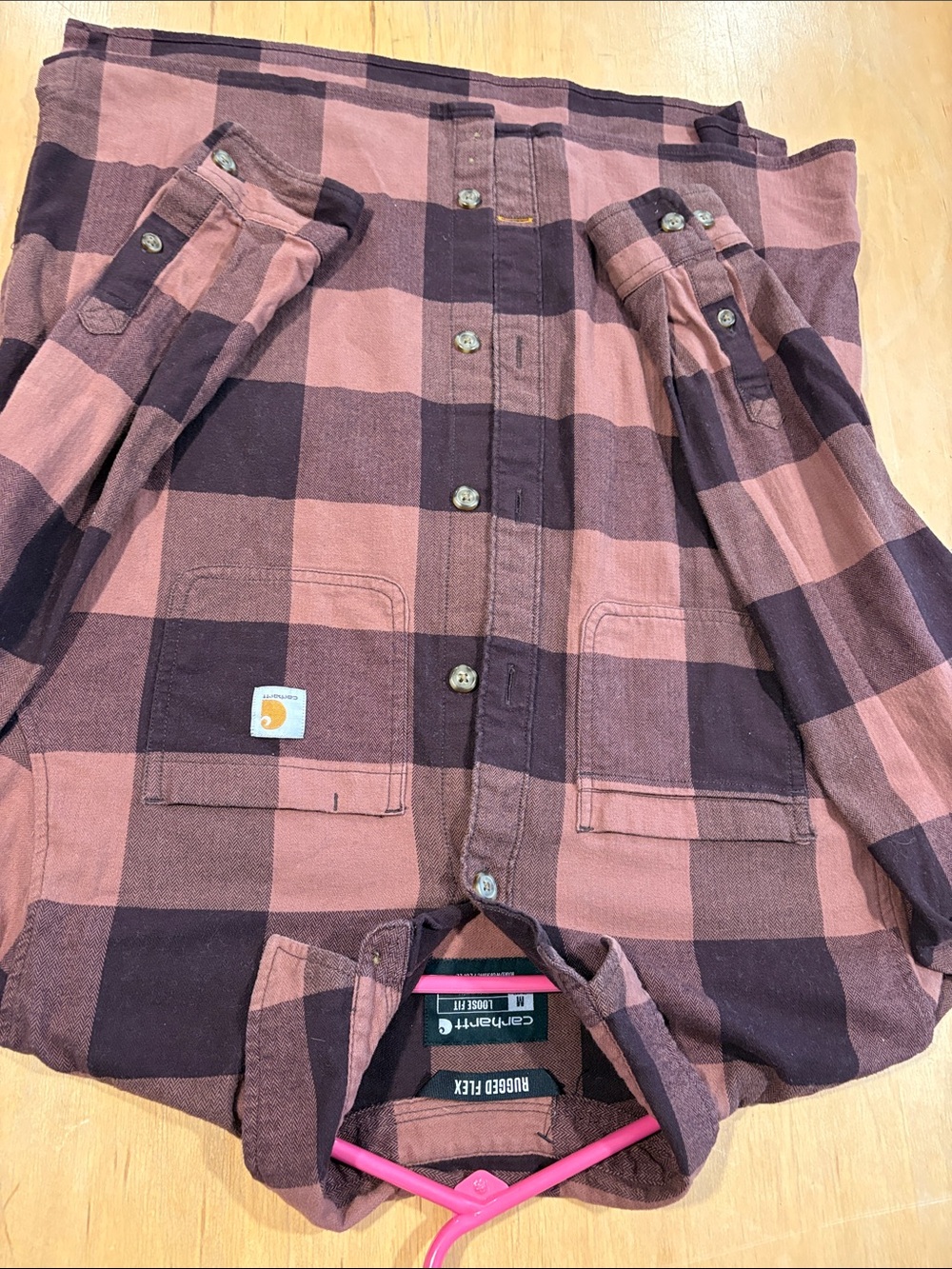 Carhartt ~ Boys Light brown and Dark Brown Plaid Button-Down Shirt